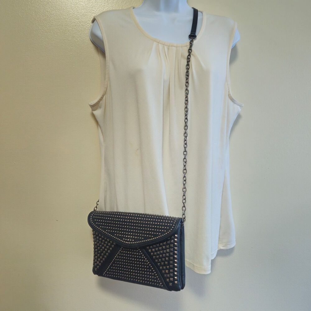 MMS Design Studio Aryanna Crossbody Black Studded  Vegan Leather Purse Goth